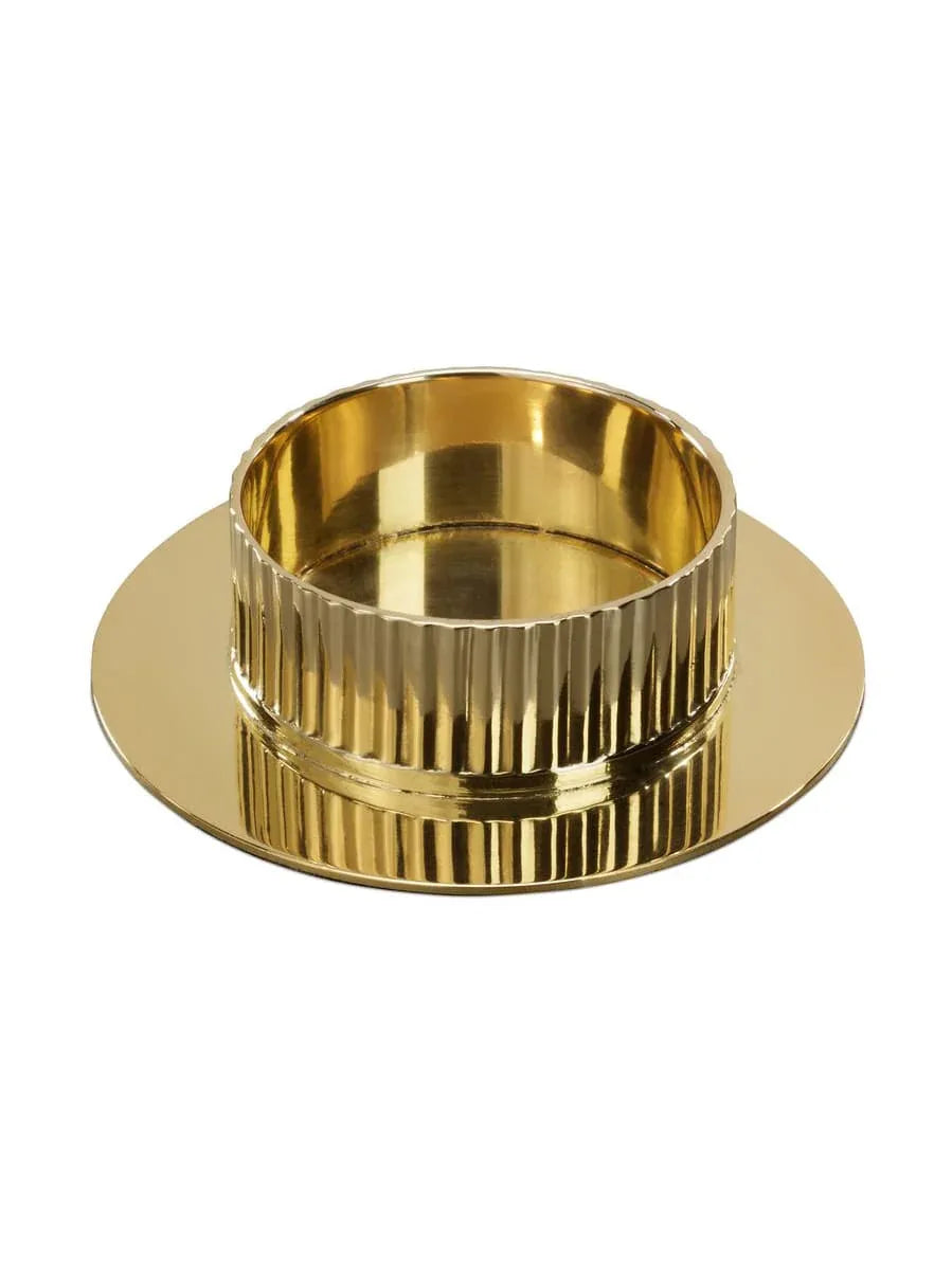 Kerzenleuchter goldfarben geriffelt für Kerzen D 5cm - WikaKerzen