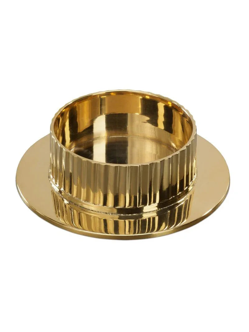 Kerzenleuchter goldfarben geriffelt für Kerzen D 6cm - WikaKerzen