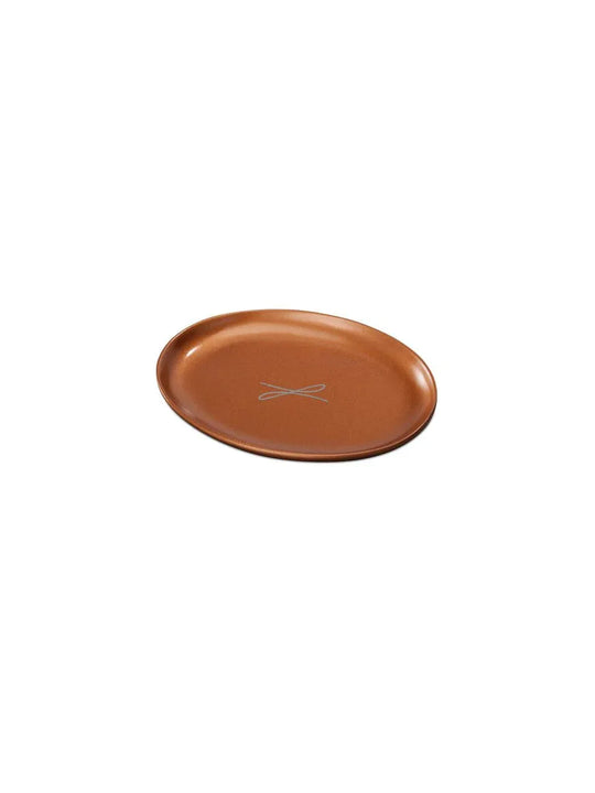 Kerzenteller rotgoldfarben, oval 7 x 9cm - WikaKerzen