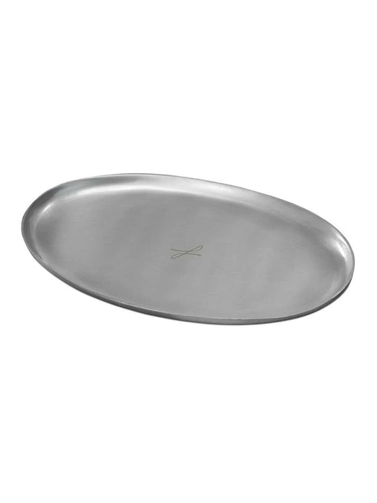 Kerzenteller silberfarben, oval 10 x 17cm - WikaKerzen