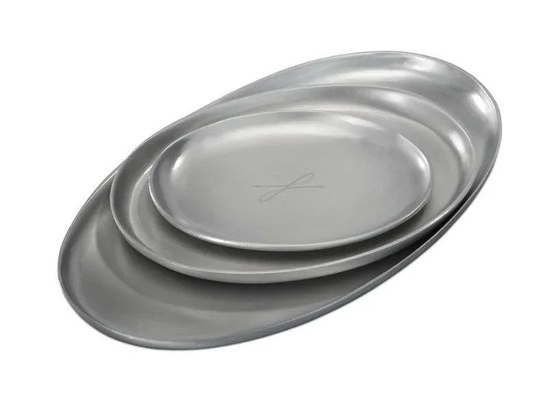 Kerzenteller silberfarben, oval 9 x 12cm - WikaKerzen