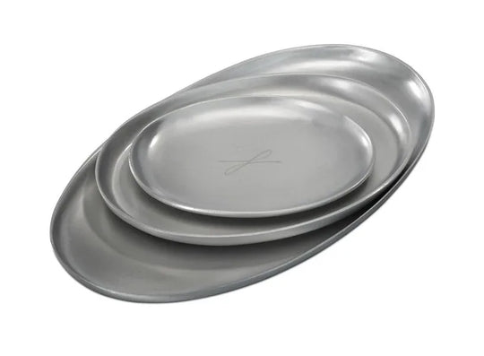Kerzenteller silberfarben, oval 9 x 12cm - WikaKerzen