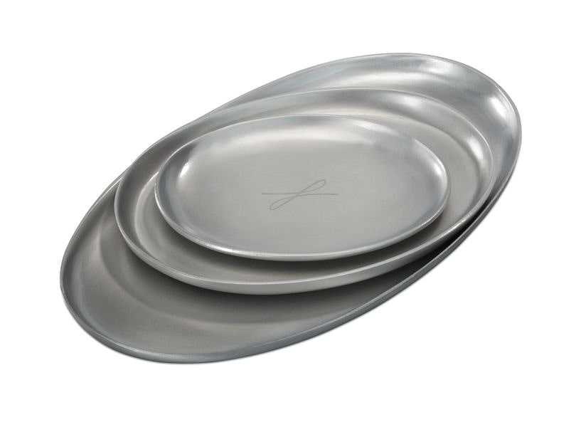 Kerzenteller silberfarben, oval 10 x 17cm - WikaKerzen