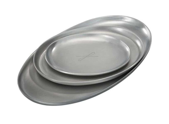 Kerzenteller silberfarben, oval 10 x 17cm - WikaKerzen