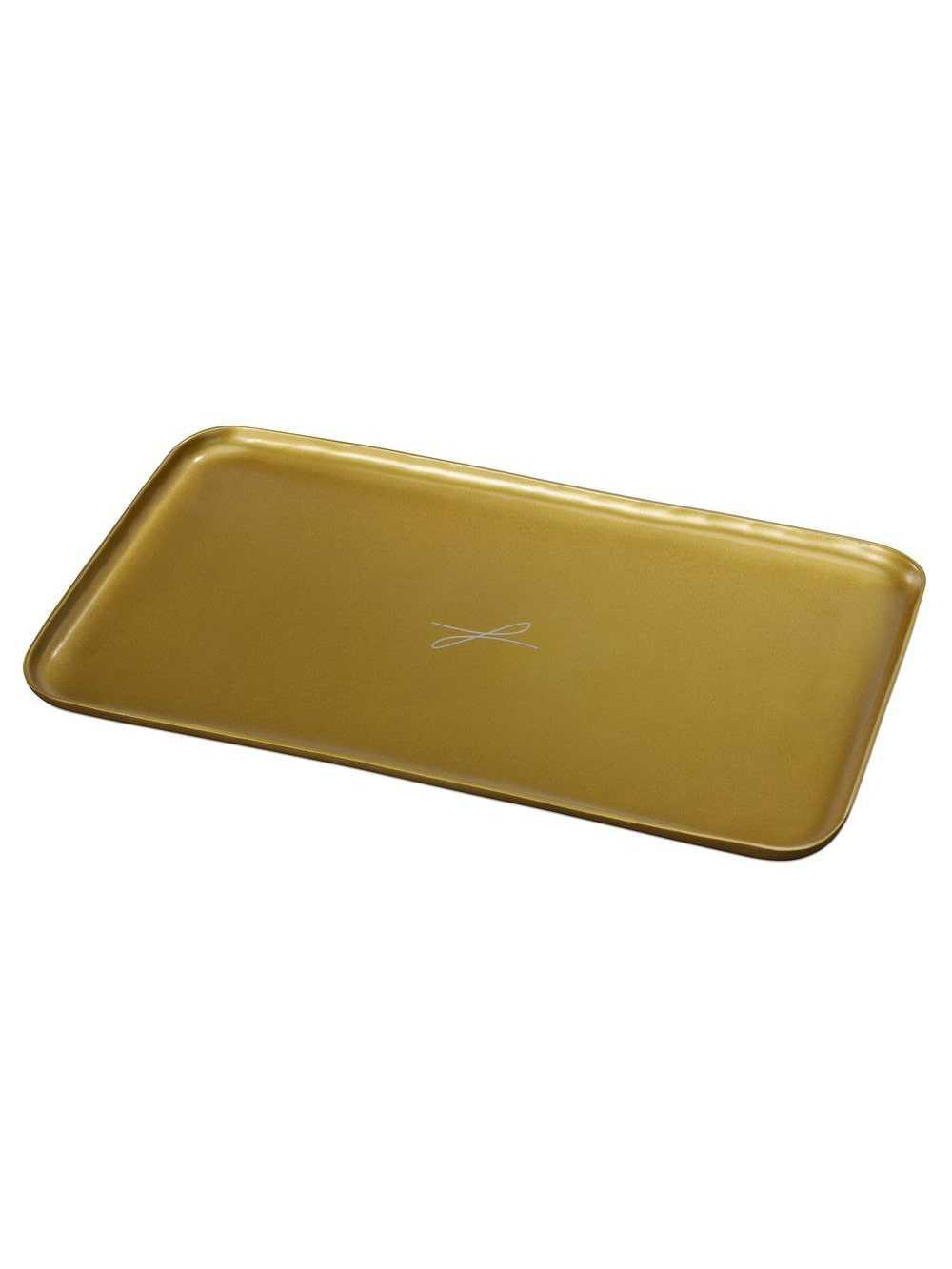 Kerzenteller goldfarben, eckig 14 x 24cm - WikaKerzen