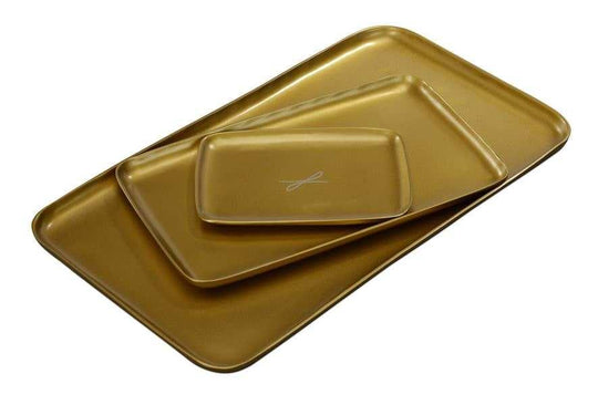 Kerzenteller goldfarben, eckig 14 x 24cm - WikaKerzen