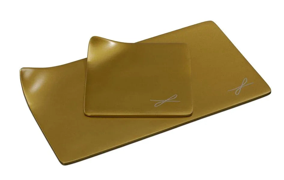 Kerzenteller goldfarben eckig, 8,5 x 8,5cm - WikaKerzen