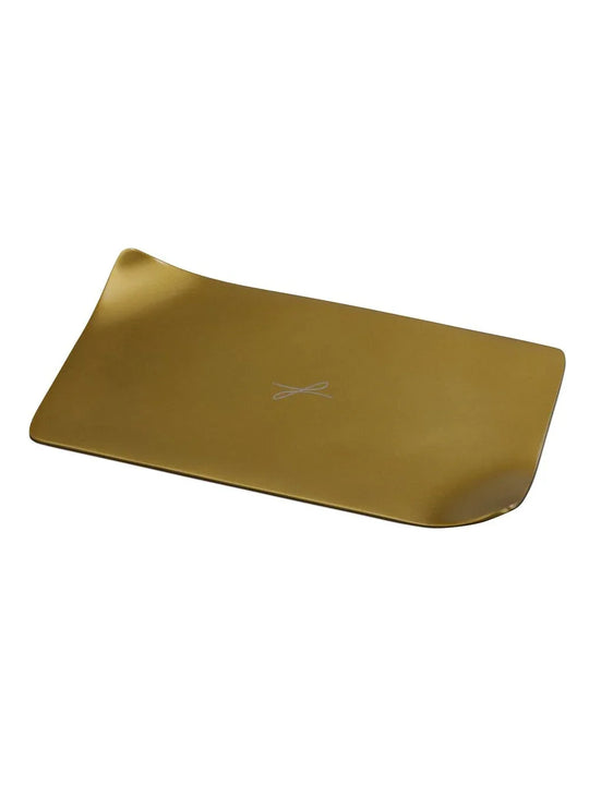 Kerzenteller goldfarben eckig zwei, 10 x 18cm - WikaKerzen