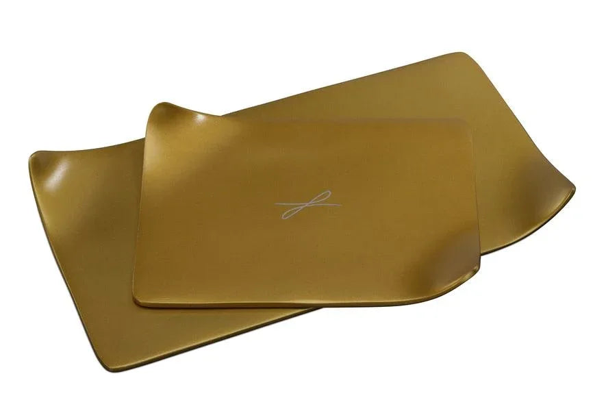 Kerzenteller goldfarben eckig zwei, 10 x 18cm - WikaKerzen