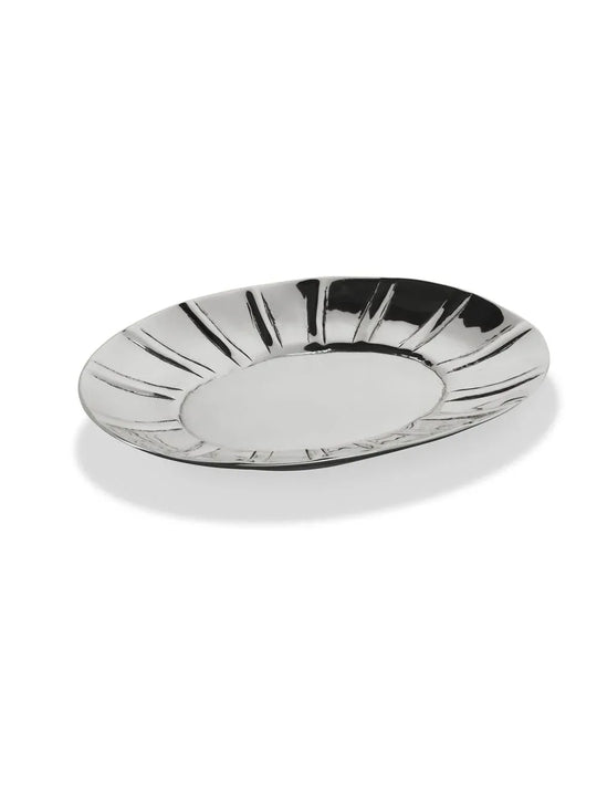Kerzenteller siberfarben, 100 x 140mm - WikaKerzen