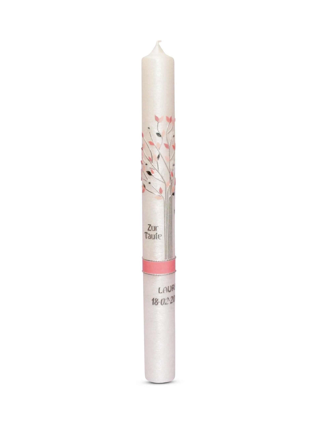 Kommunionkerzen Mädchen in Perlmutt Lebensbaum Rosa 13 € Kommunionkerze WKKK001 WikaKerzen