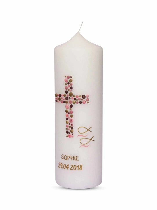 Taufkerze Mädchen Kreise 29 - WikaKerzen