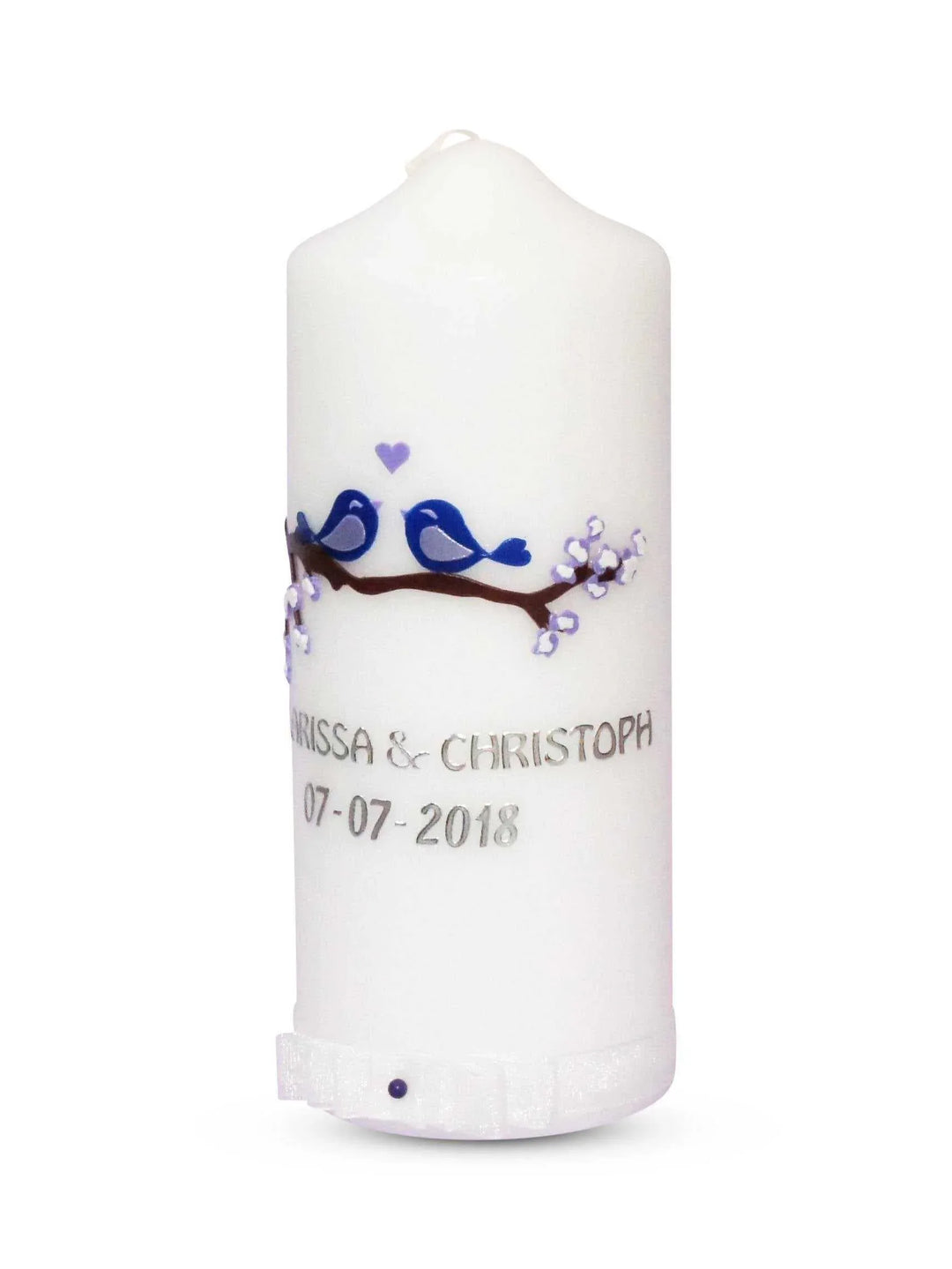 Hochzeitskerze Verliebte Vögel Flieder - WikaKerzen