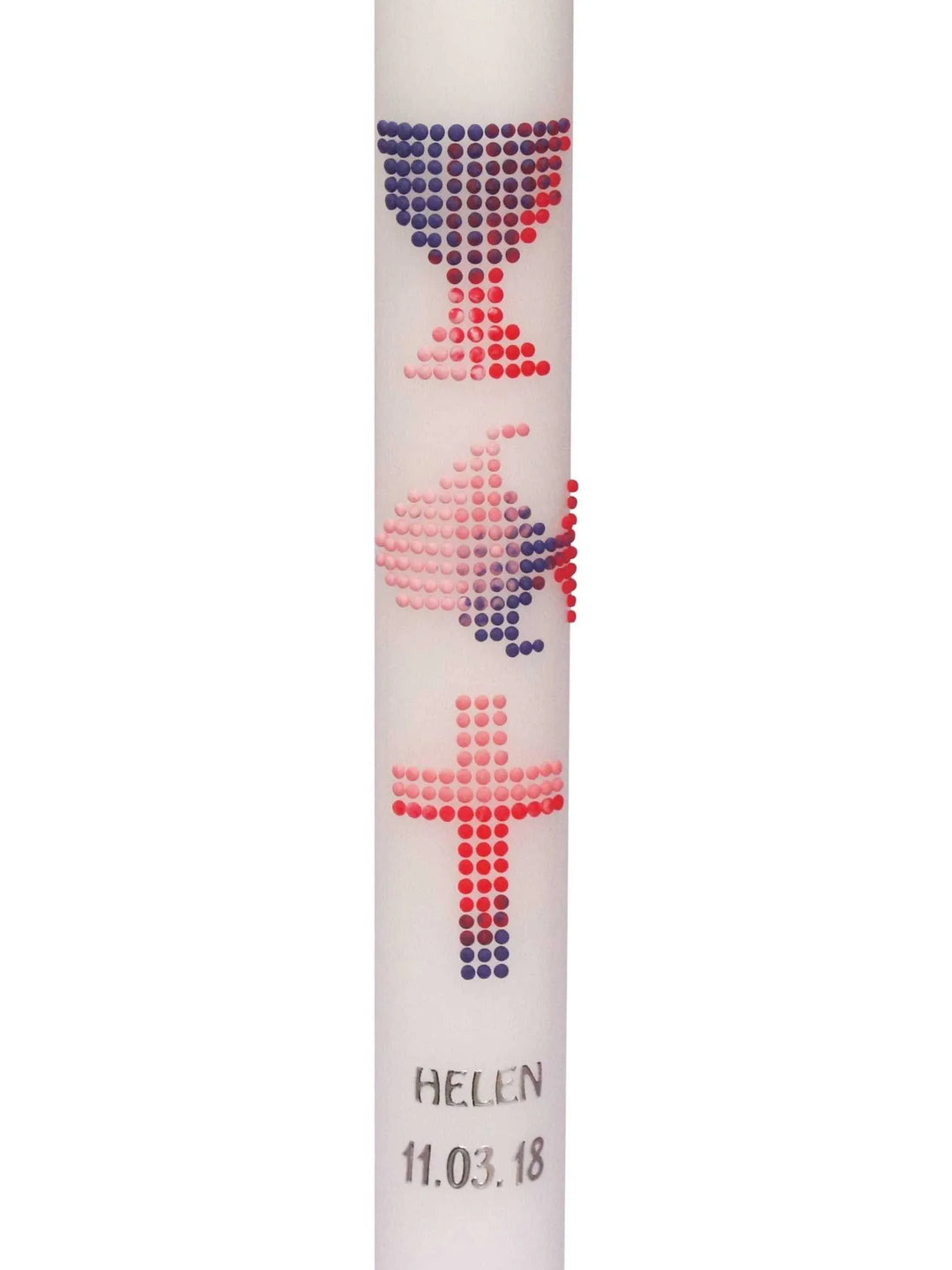 Kommunionkerzen Taufkerzen Mädchen Kreuz Kreise Lila Rosa - WikaKerzen