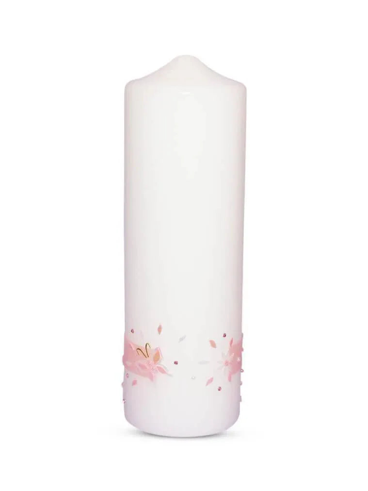Taufkerze Mädchen Rosa - WikaKerzen
