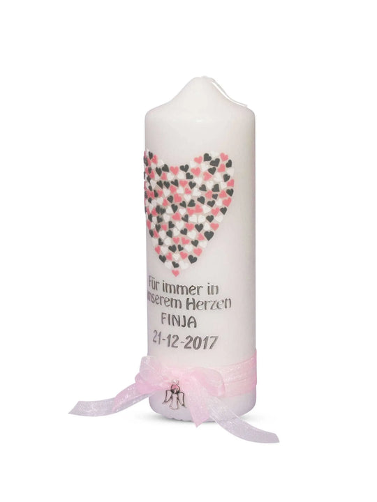Trauerkerze u. Gedenkkerze im Herz - WikaKerzen