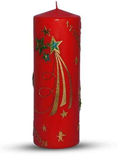 Handgemachtes Rot-Gold-Adventskalender-Kerzen-Set - 1-24 Weihnachtskerzen, perfekt für Weihnachtsdekoration - WikaKerzen