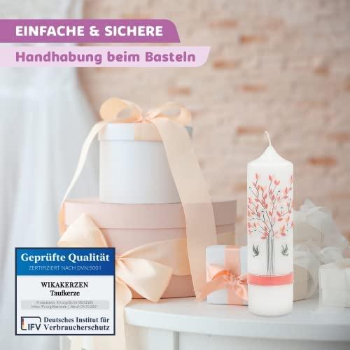 Taufkerze selber Machen Set (Rosa,25x7cm,Weiß) - WikaKerzen