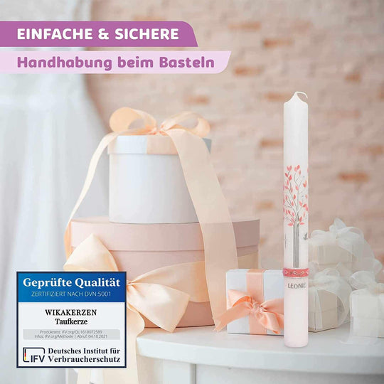 Taufkerze selber Machen Set (Türkis,40x4cm,Weiß) - WikaKerzen