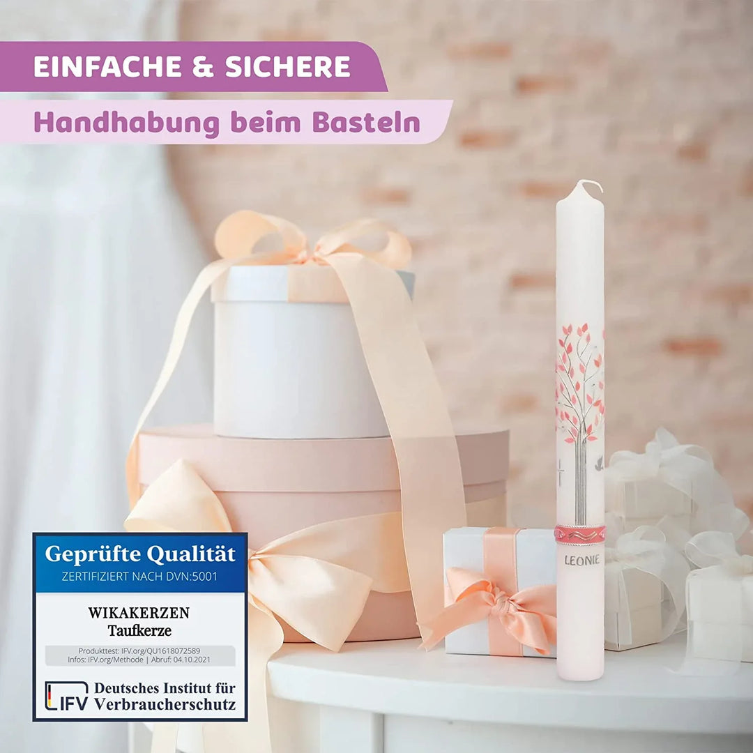 Taufkerze selber Machen Set (Grün,25x7cm,Creme) - WikaKerzen