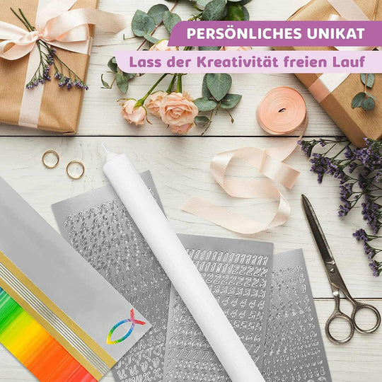 Taufkerze selber Machen Set (Regenbogen,40x4cm,Weiß) - WikaKerzen