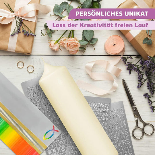 Taufkerze selber Machen Set (Regenbogen,25x7cm,Creme) - WikaKerzen