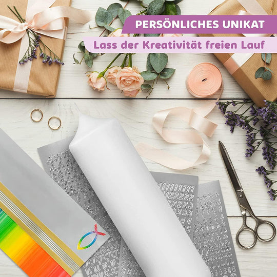 Taufkerze selber Machen Set (Regenbogen,25x7cm,Weiß) - WikaKerzen