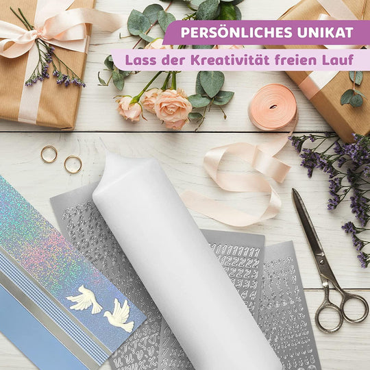 Taufkerze selber Machen Set (Blau,25x7cm,Weiß) - WikaKerzen