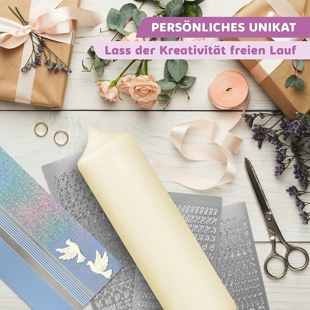 Taufkerze selber Machen Set (Blau,25x7cm,Creme) - WikaKerzen