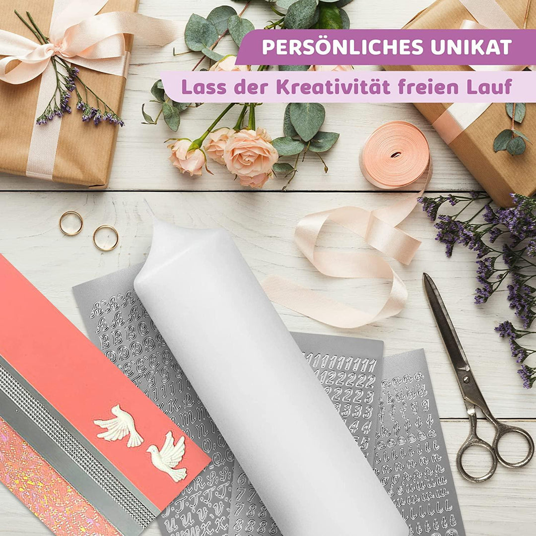 Taufkerze selber Machen Set (Rosa,25x7cm,Weiß) - WikaKerzen