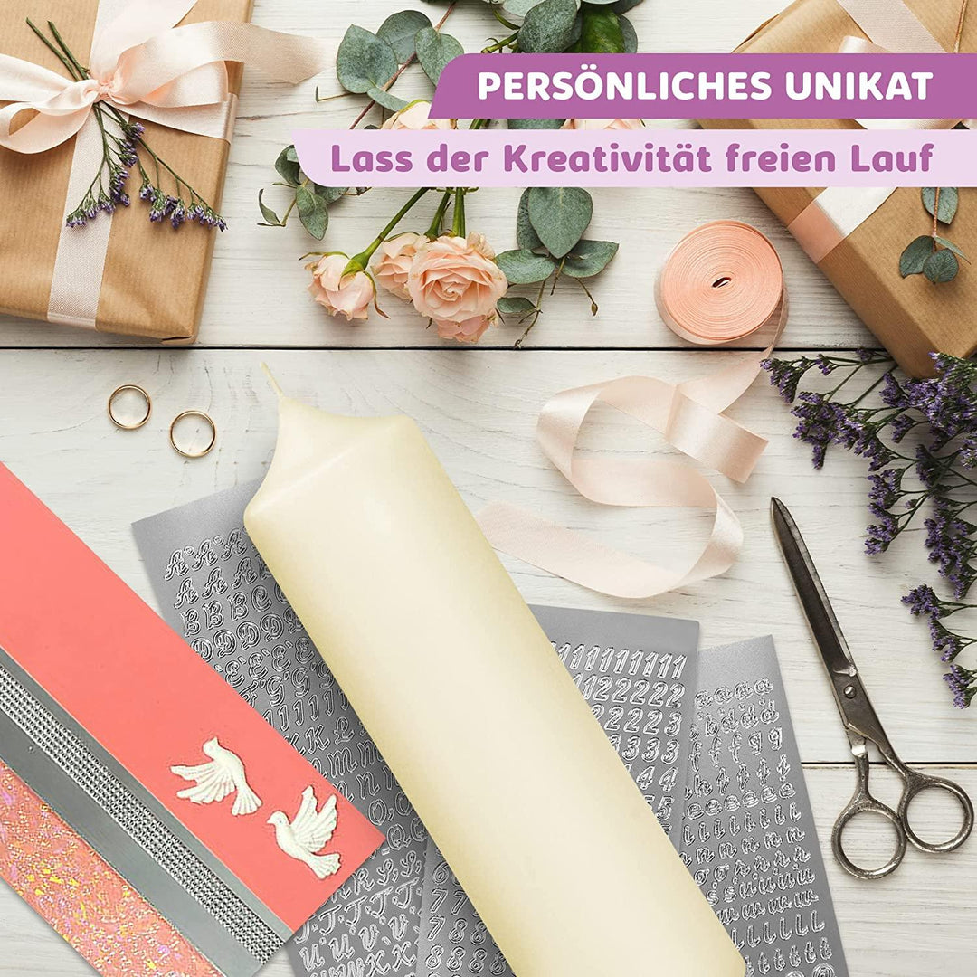 Taufkerze selber Machen Set (Rosa,25x7cm,Creme) - WikaKerzen