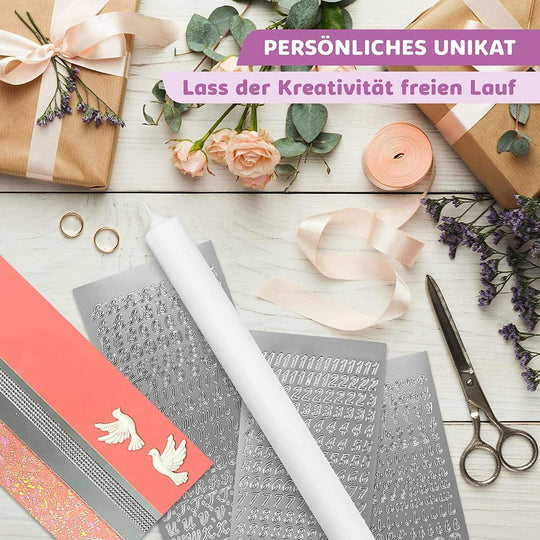 Taufkerze selber Machen Set (Rosa,40x4cm,Weiß) - WikaKerzen