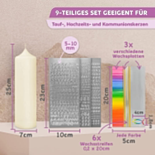 Taufkerze selber Machen Set (Regenbogen,25x7cm,Creme) - WikaKerzen