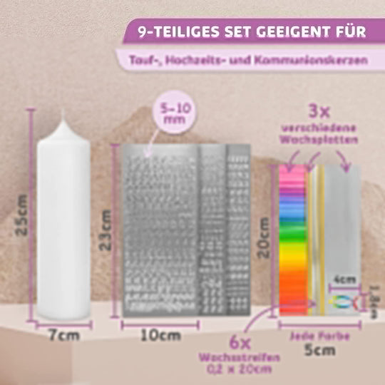 Taufkerze selber Machen Set (Regenbogen,25x7cm,Weiß) - WikaKerzen