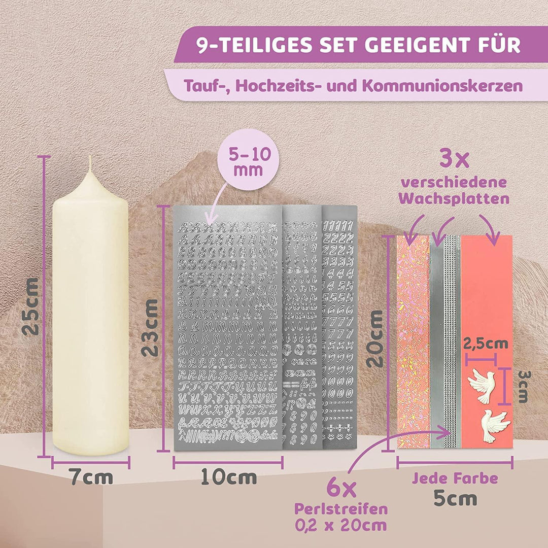 Taufkerze selber Machen Set (Rosa,25x7cm,Creme) - WikaKerzen