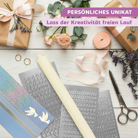 Taufkerze selber Machen Set (Blau,40x4cm,Creme) - WikaKerzen