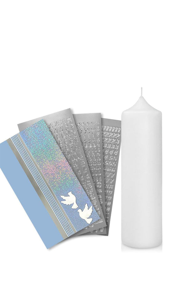 Taufkerze selber Machen Set (Blau,25x7cm,Weiß) - WikaKerzen