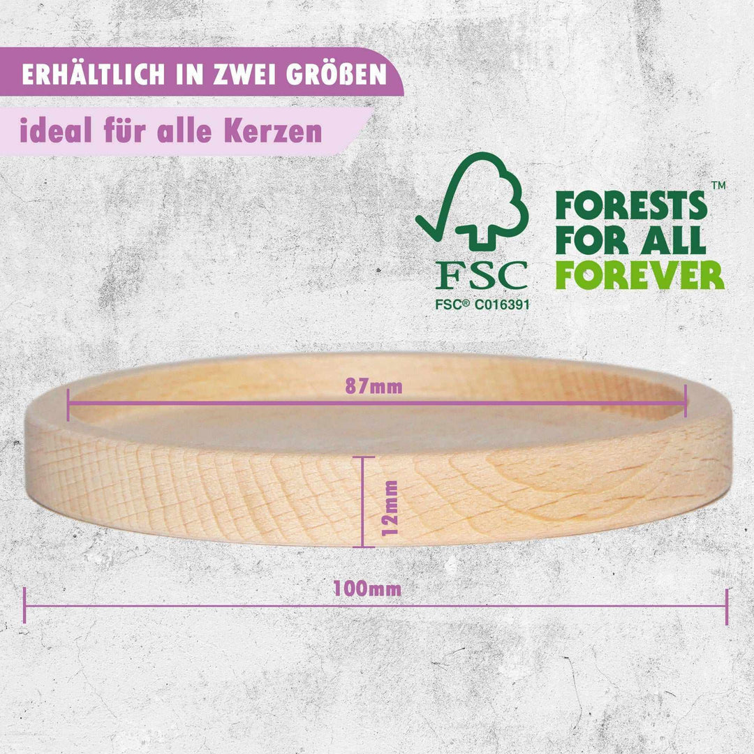 Kerzenteller aus Buchenholz - WikaKerzen