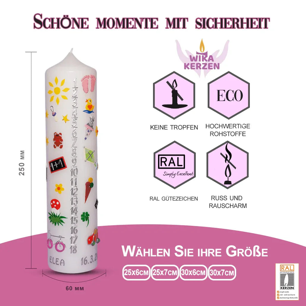 Lebenslicht, Geburtskerze, Lebenskerze Nr. 5 - WikaKerzen
