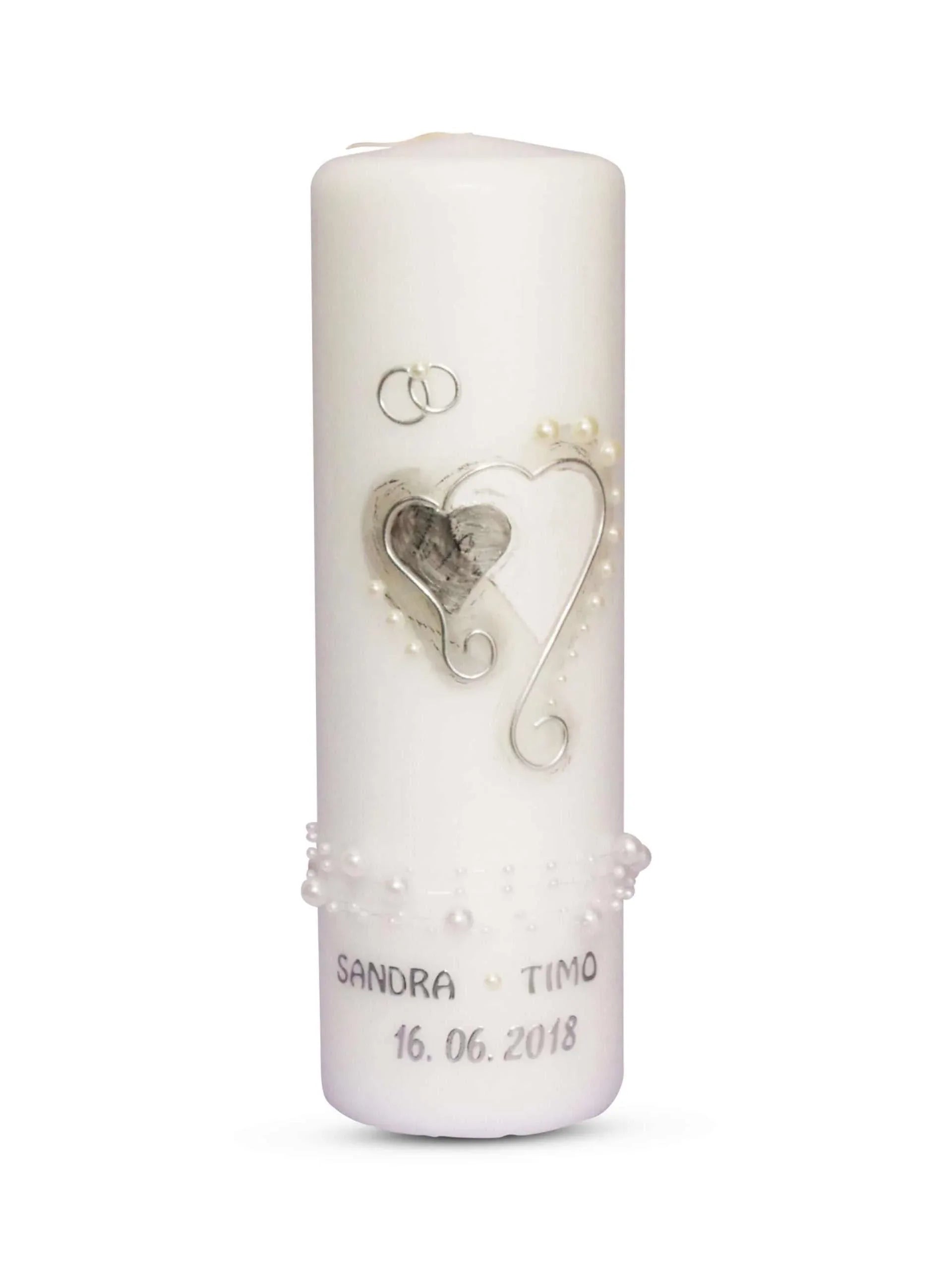 Hochzeitskerze Herz Silber - WikaKerzen