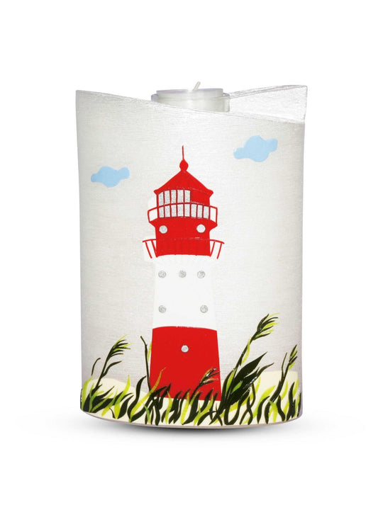 Hochzeitskerze Oval Perlmutt Leuchtturm - WikaKerzen