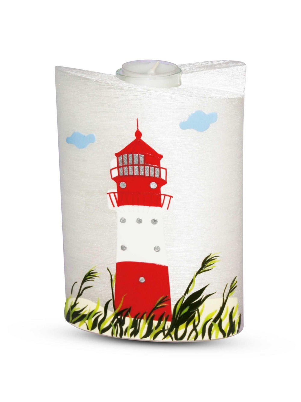 Hochzeitskerze Oval Perlmutt Leuchtturm - WikaKerzen
