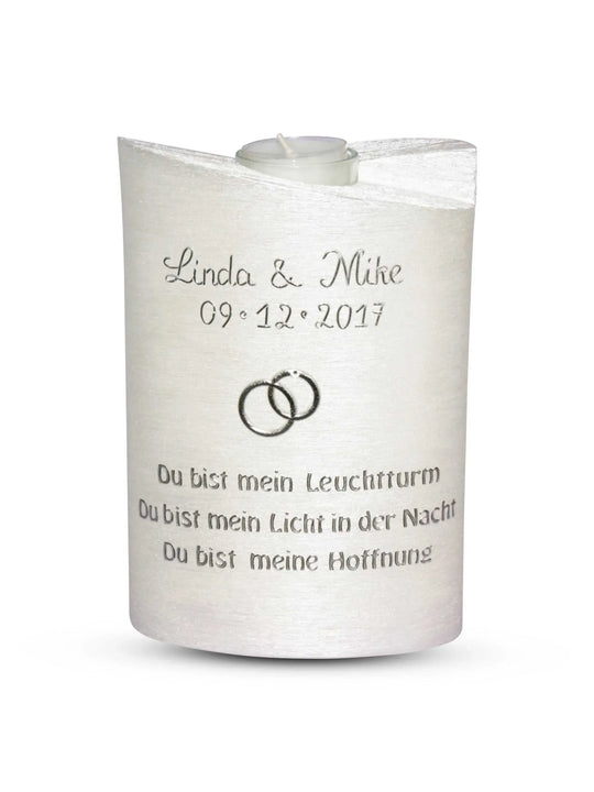 Hochzeitskerze Oval Perlmutt Leuchtturm - WikaKerzen