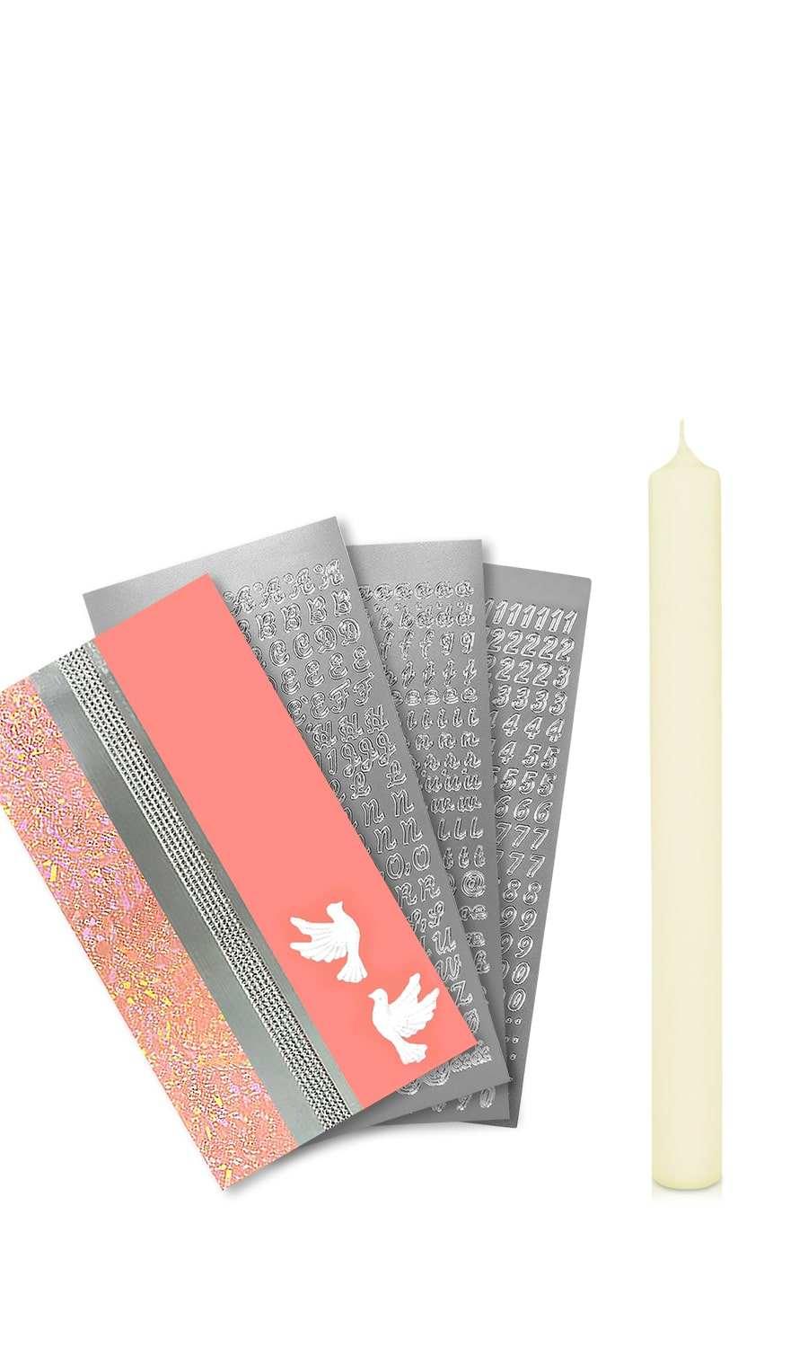 Taufkerze selber Machen Set (Rosa,40x4cm,Creme) - WikaKerzen