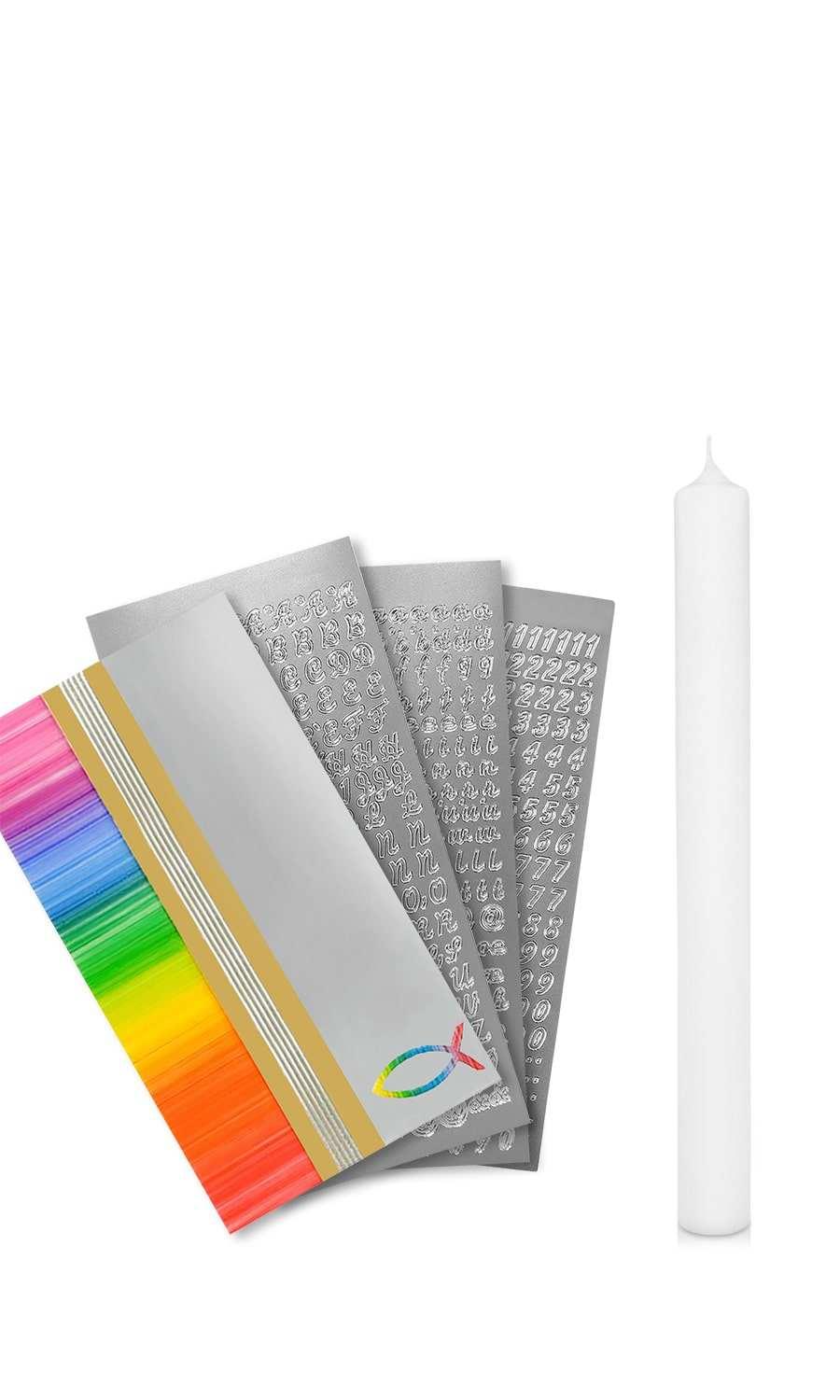 Taufkerze selber Machen Set (Regenbogen,40x4cm,Weiß) - WikaKerzen