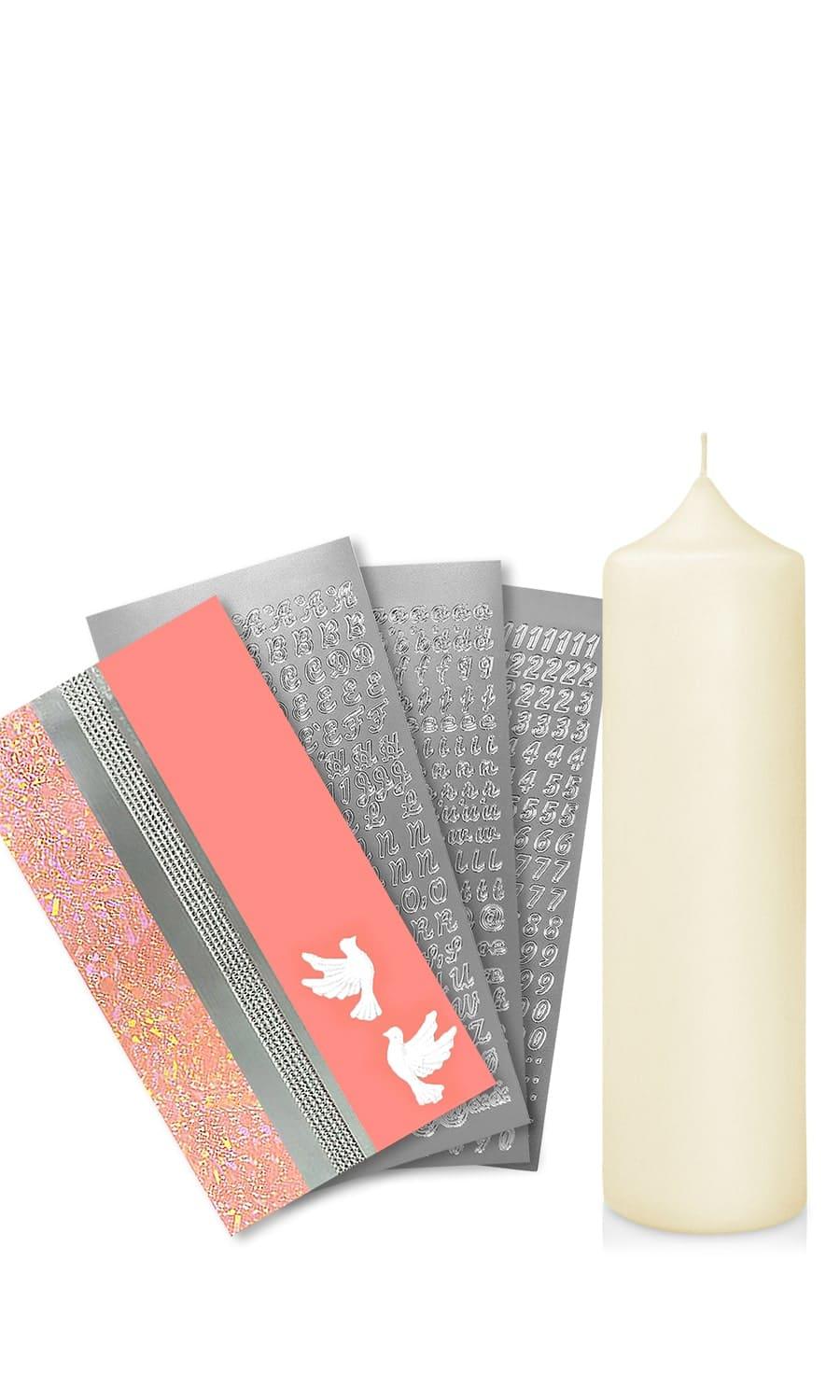 Taufkerze selber Machen Set (Rosa,25x7cm,Creme) - WikaKerzen