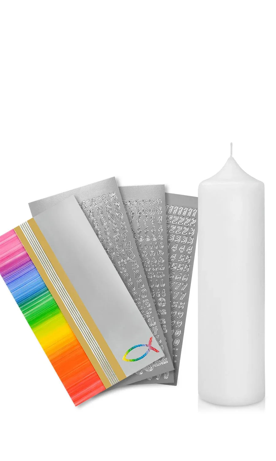 Taufkerze selber Machen Set (Regenbogen,25x7cm,Weiß) - WikaKerzen