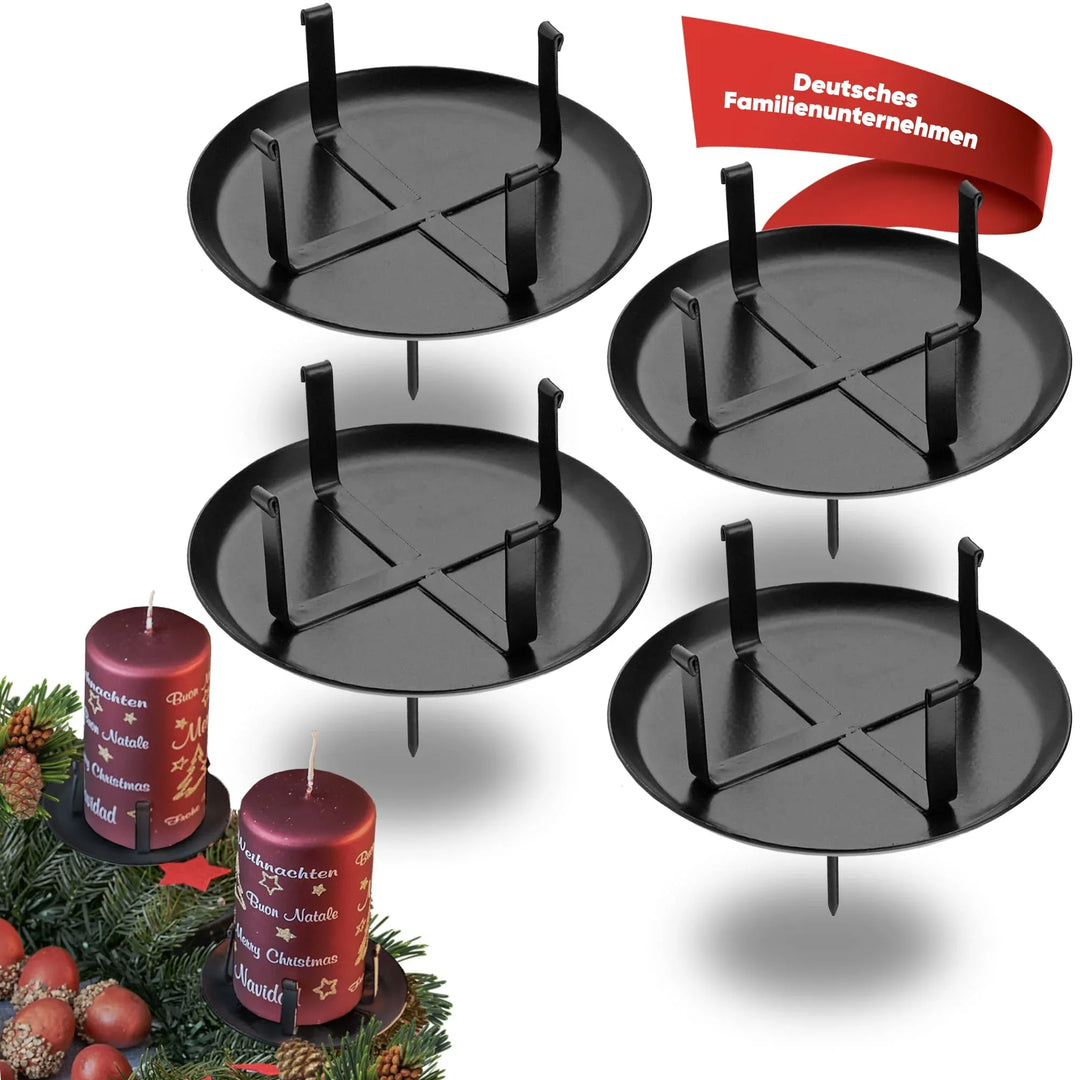 Kerzenstecker Adventskranz – Set ohne Dorn für Kerzen bis Ø 8 cm - WikaKerzen
