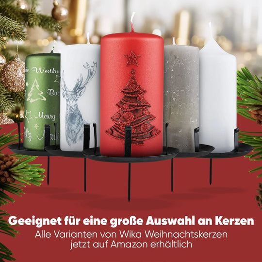 Kerzenstecker Adventskranz – Set ohne Dorn für Kerzen bis Ø 8 cm - WikaKerzen