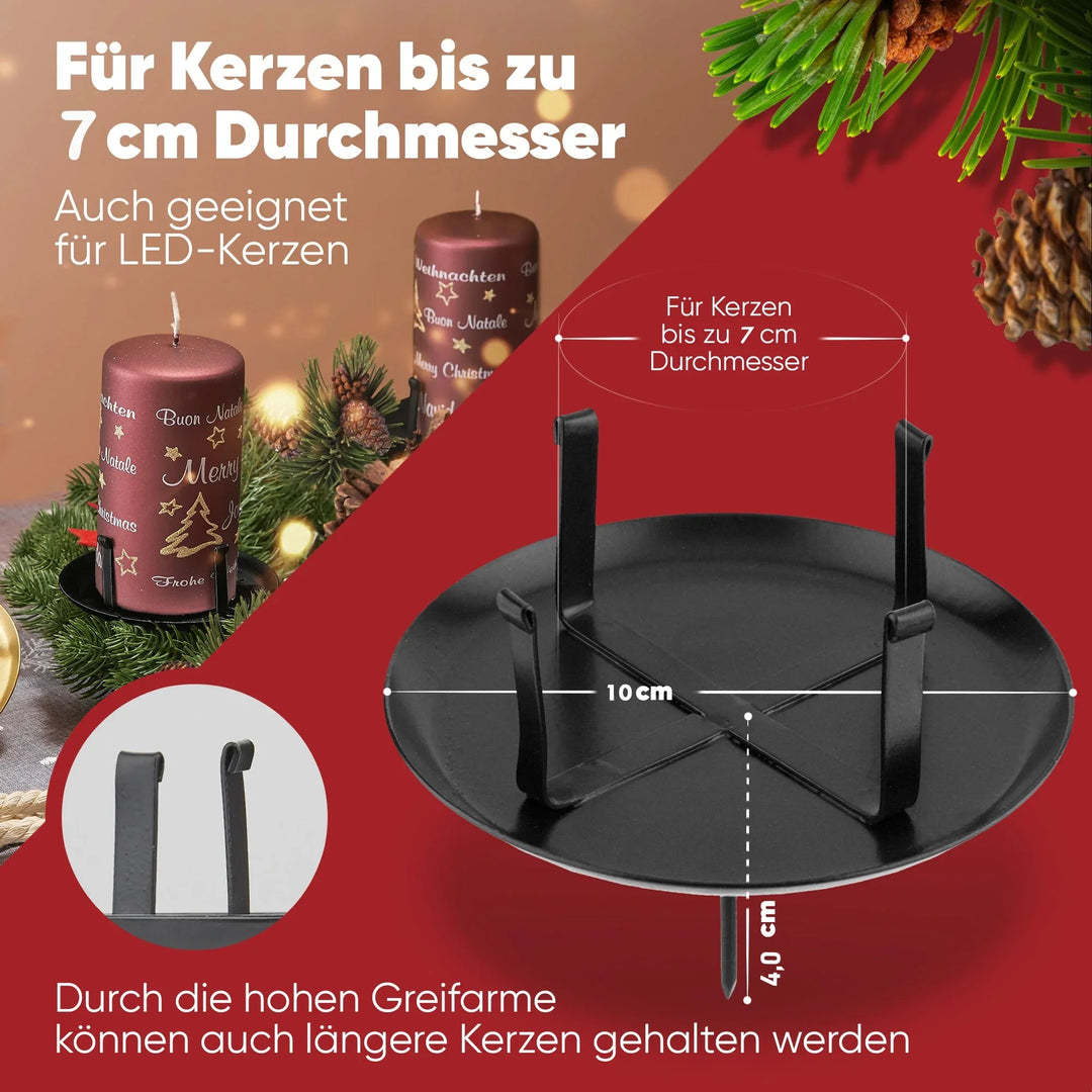 Kerzenstecker Adventskranz – Set ohne Dorn für Kerzen bis Ø 8 cm - WikaKerzen